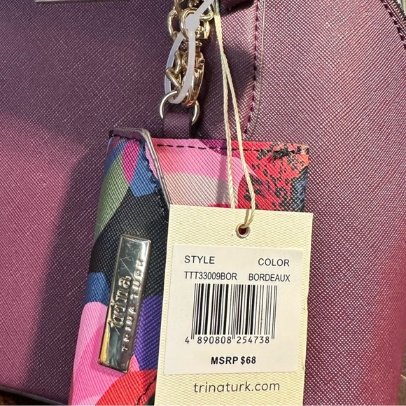 Trina Turk Plum Satchel with Colorful Wallet - Picture 4 of 6